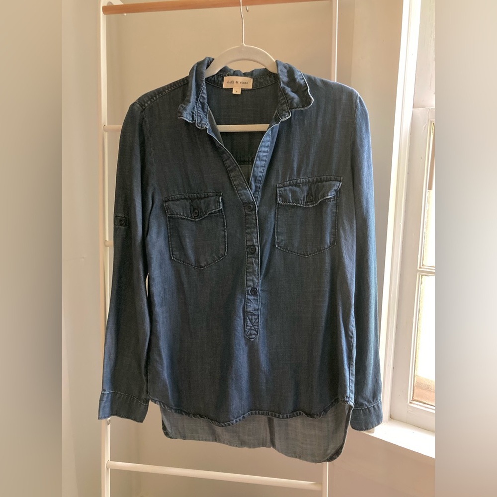 Cloth & Stone Tencel Chambray Popover shirt